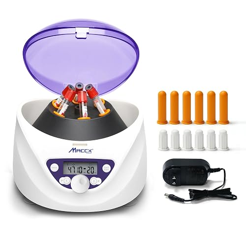Maccx Lab PRP Benchtop Centrifuge Machine, Speed Range from 300-5000RPM, Rotor for 1.5-5mL/7mL/10mL/15mL/ x6 Tubes, Max. RCF 2600xg Low Speed PRF Benchtop Centrifuge, CEN-001 - Centrifuge_01