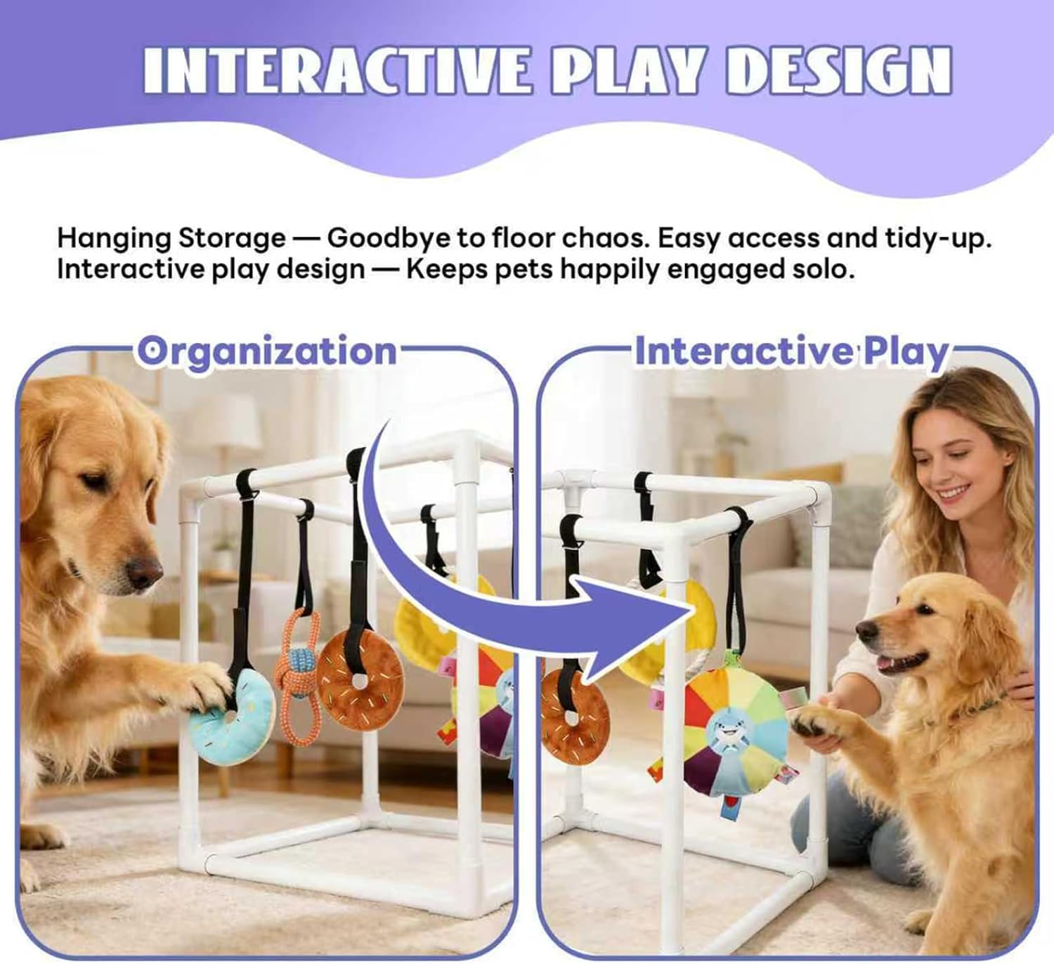 Dog Play Gym,5種類のおもちゃ付き インタラクティブ知育玩具 - 犬の遊び場セット | トレーニングや落ち着かせるための