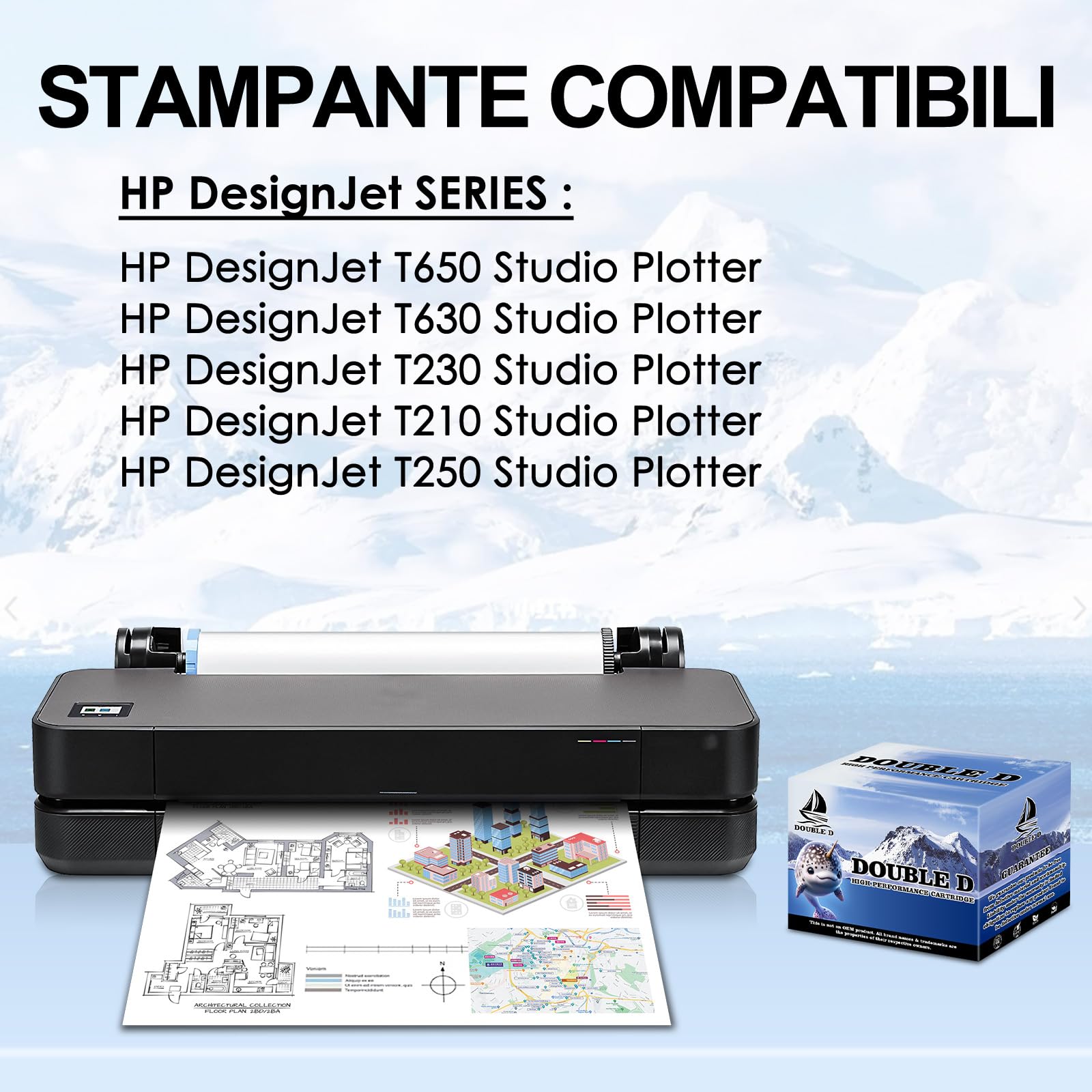 DOUBLE D 712 XL per HP 712 3ED70A 3ED71A 3ED67A 3ED68A 3ED69A Cartucce d'inchiostro Compatibile con HP DesignJet T650 T630 T230 T250 T210 (1BK/1C/1M/1Y,4 Pack)