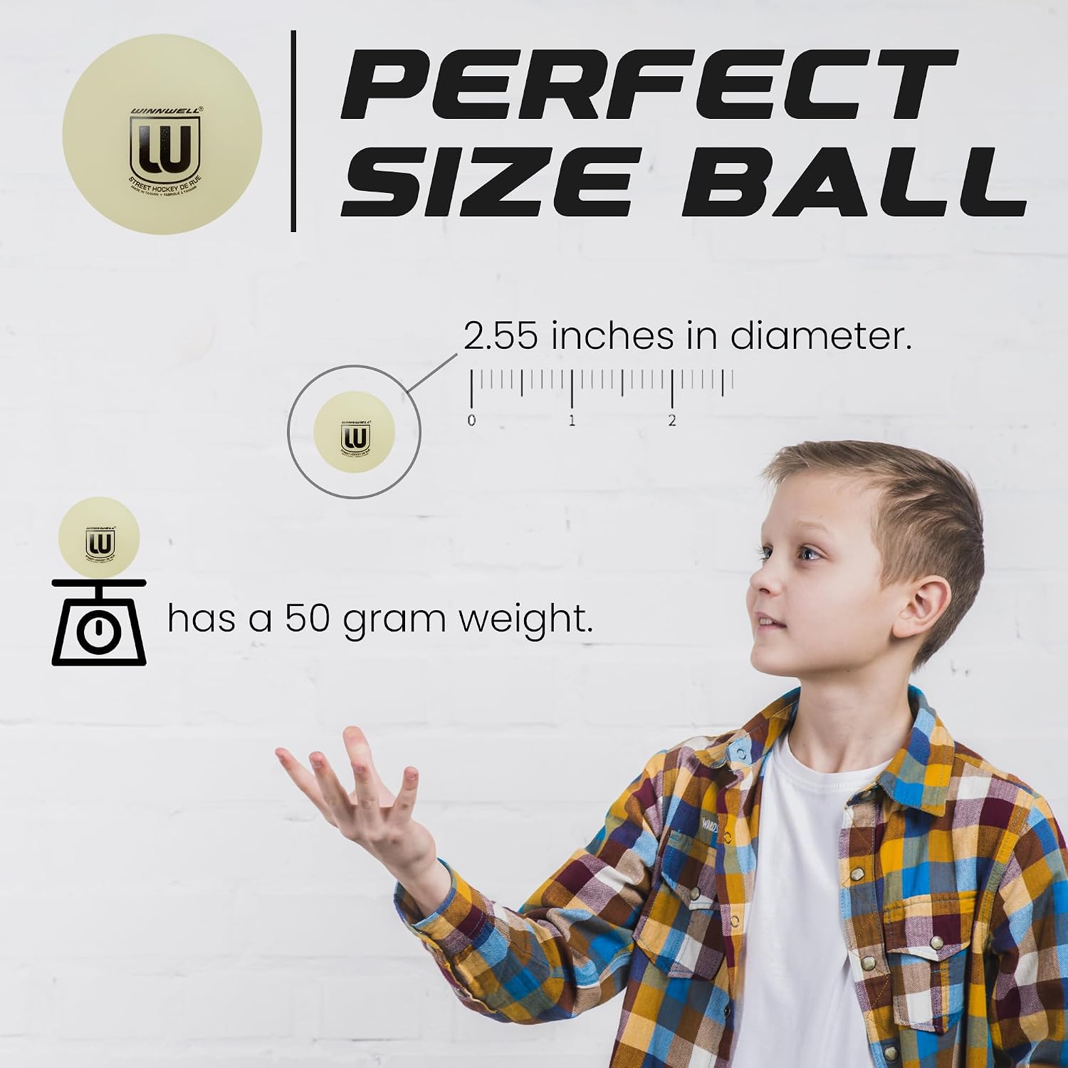 Winnwell Sports Street Hockey Balls - Indoor & Outdoor Balls with Storage Bag - Ideal for Road & Street Hockey Games 65mm & 50 Gram Weight