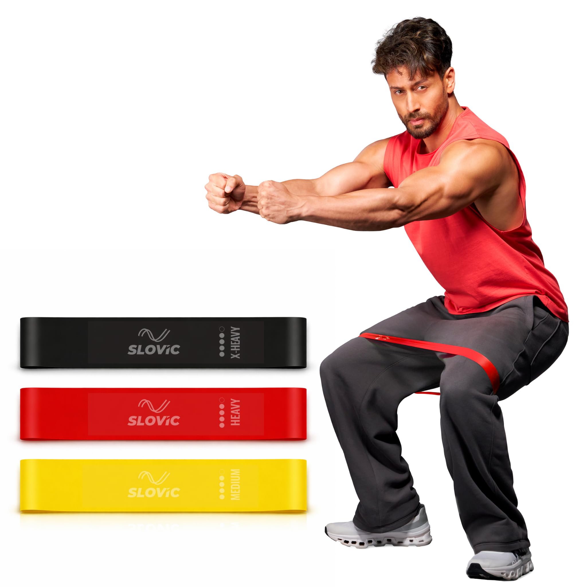 SLOVIC Resistance Bands Mini Loop | Loop Hip Band for Women & Men for Hip, Glutes, Legs and Squats Exercises | Thera Band for Fitness | Gym Equipment for Home Workout | Resistance Band Set of 3-image-27