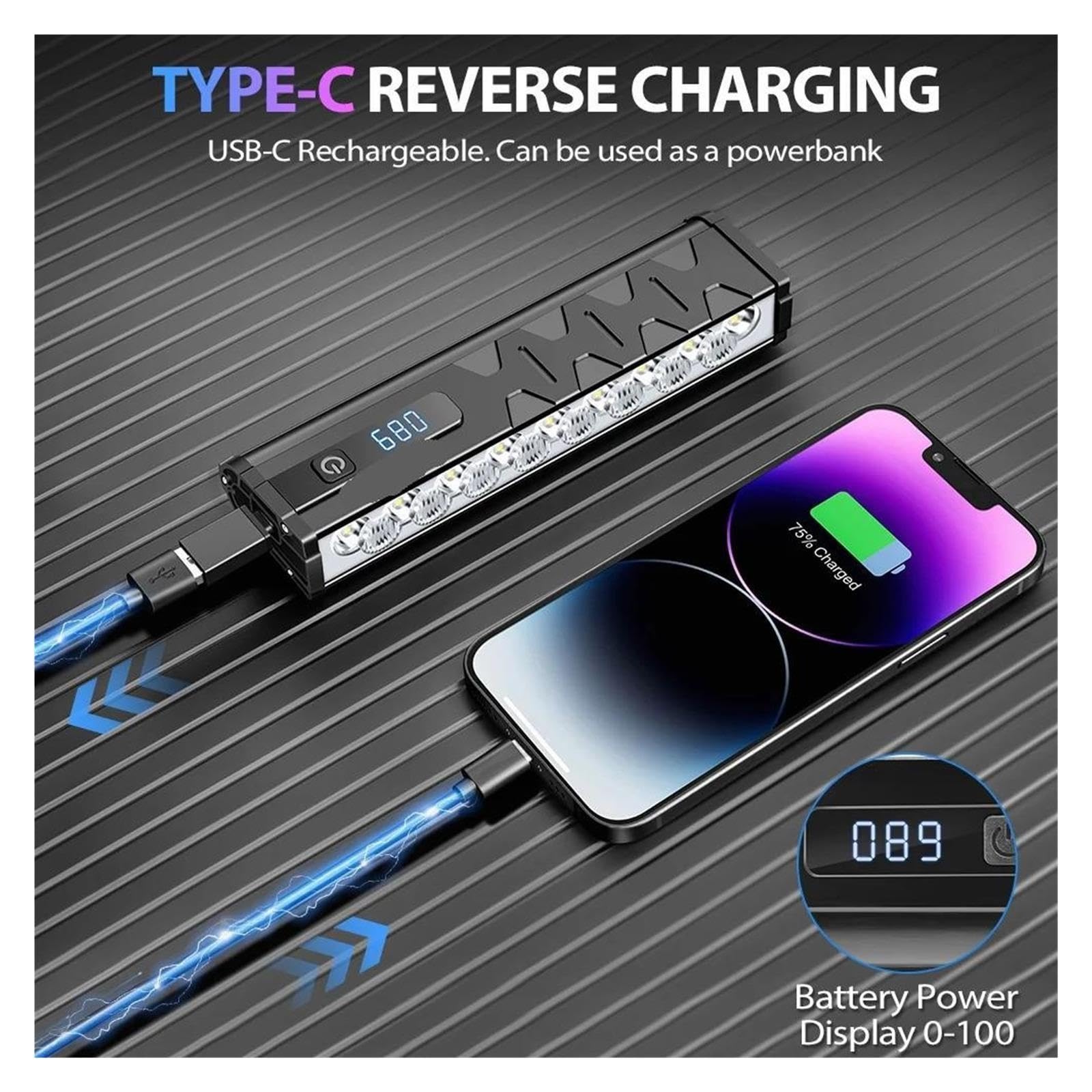 1 luz Delantera for Bicicleta de 10000 lúmenes y 10000 mAh.