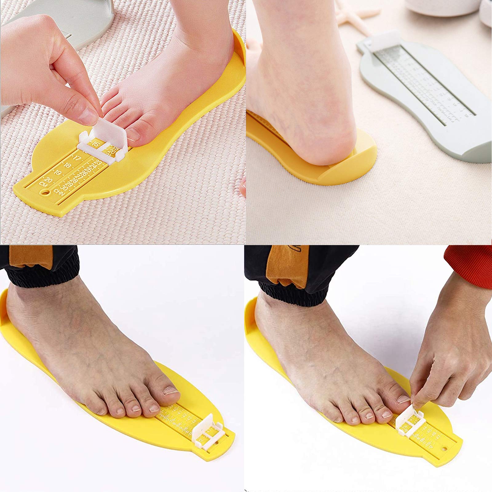 Winfred Lot de 2 Pédimètre - Enfants (2 à 30) - Adultes (17 à 47) - Mesure Pied Dispositif de Mesure pour Déterminer la Pointure
