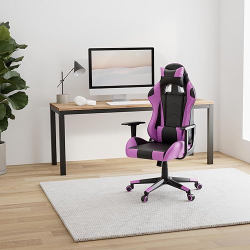 Miniatura 2 de Modern-Depo Silla reclinable para videojuegos, silla giratoria ergonómica de escritorio para computadora de oficina con soporte lumbar para