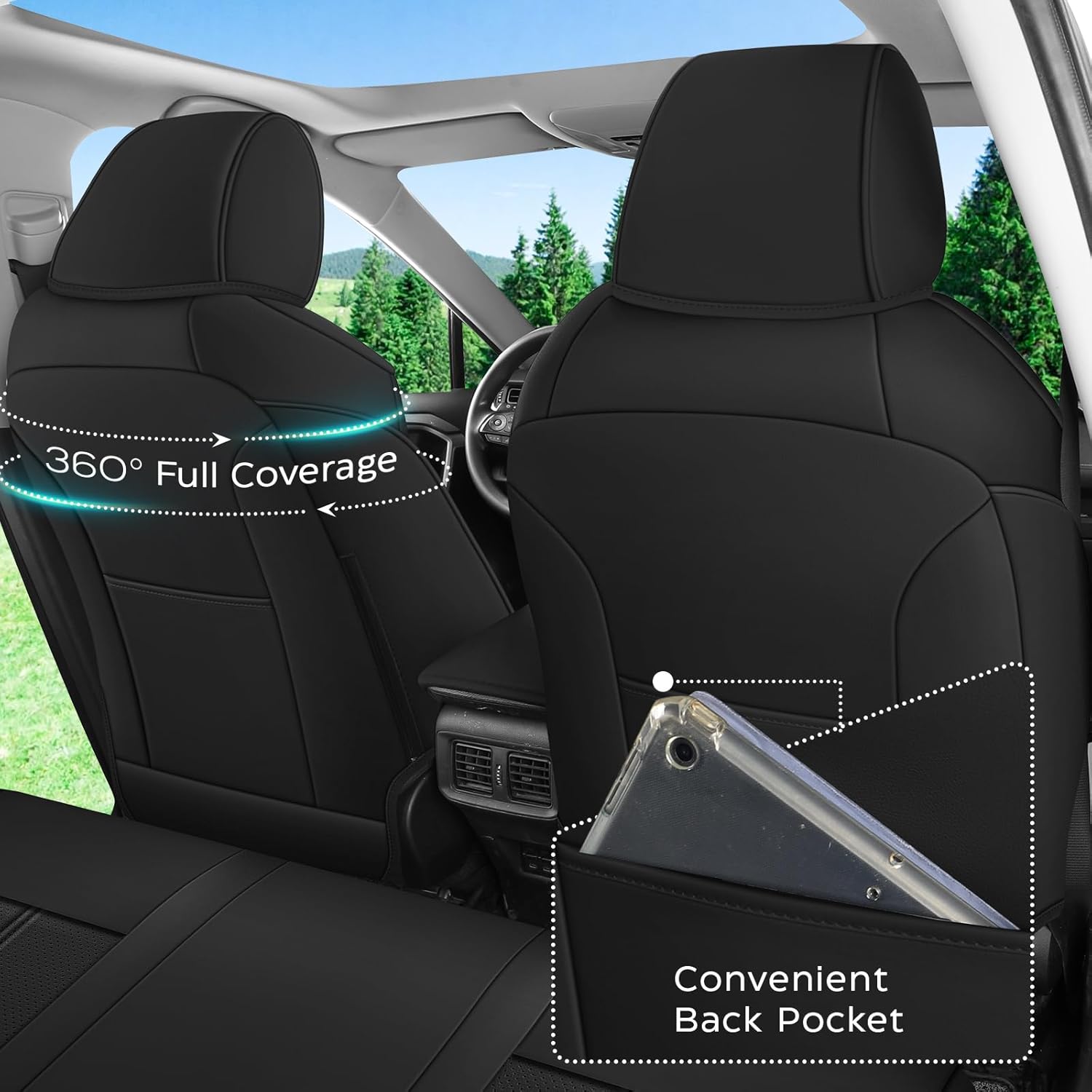 aoog rav4 seat covers custom fit for toyota rav4 (not for hybrid) 2019-2025 le/xle/xle premium/limited, luxury faux-leather suv seat cover with center console (not for hybrid, full set,black) not hybrid 2019-2025 le /xle/xle premium/limited black