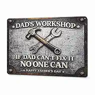 Funny Father‘s Day Gifts – 8x12'' Personalized Vintage Metal Sign, Best Gift Ideas for Dad, Husband, Grandpa, Stepdad – Retro Wall Decor for Man Cave, Garage, Workshop – Unique Gift from Daughter, Son, Wife
