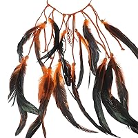 Vista 3 de AWAYTR Diadema de plumas con tocado bohemio, accesorios de plumas elásticas para festivales gitanos, tocados indios de los años 70 (naranja y negro)