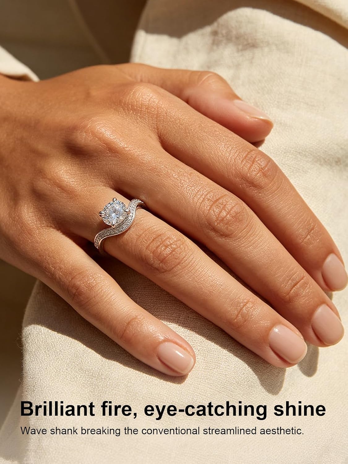 AVECON 1.5CT Oval Engagement Ring for Women East West, 5A Cubic Zirconia
