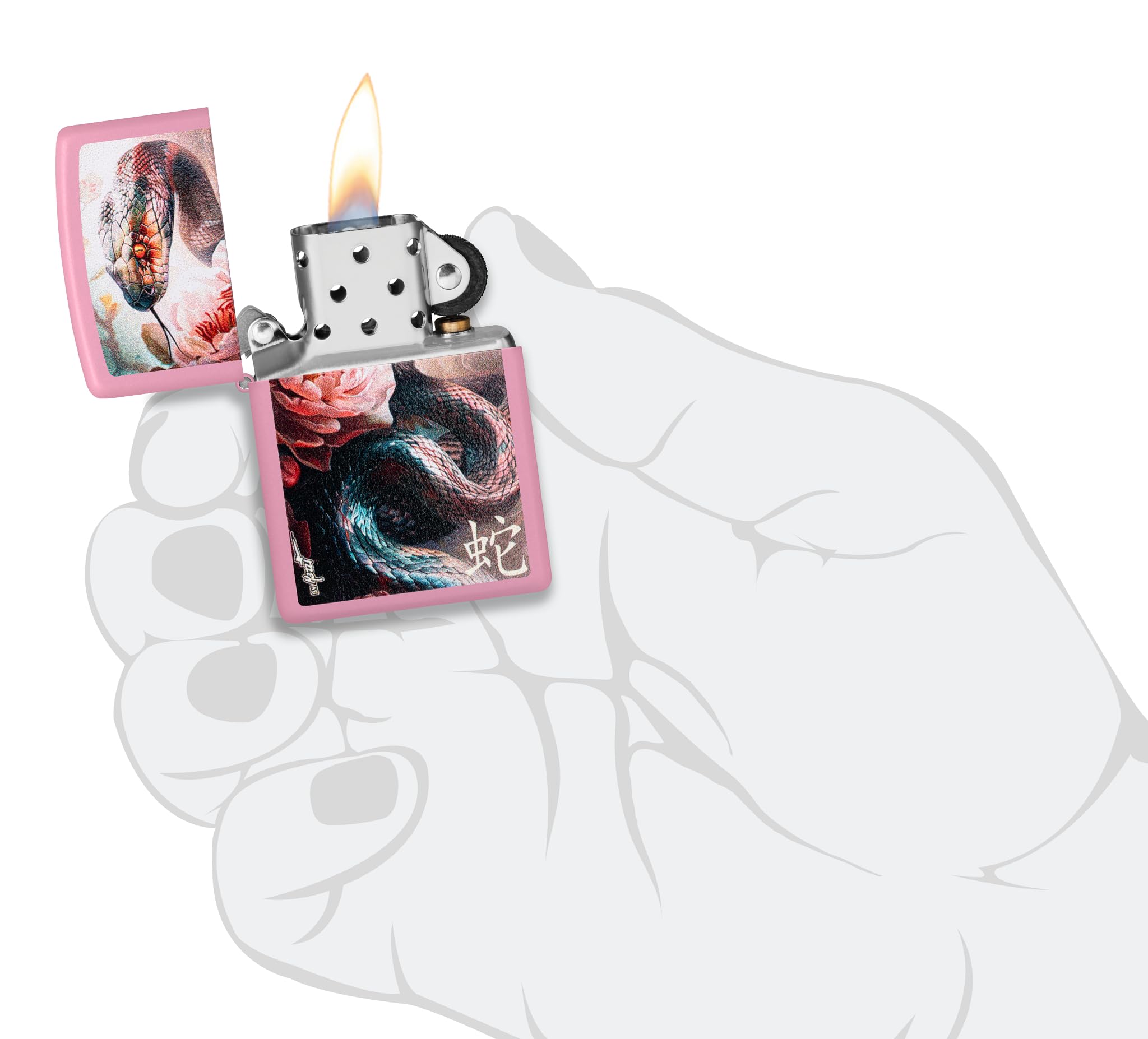 Zippo Sturmfeuerzeug - Animals - Mazzi, Pink Matte, Color Image - Nachfüllbar - Wiederverwendbar - Windfestes Design - Geschenkbox - Made in USA