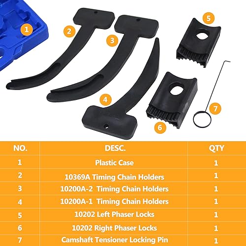 Miniatura 6 de TradeINArt Kit de herramientas de bloqueo de cadena de distribución Phaser de árbol de levas, reemplazo 10200A, 10202A, 10369A compatible con motor