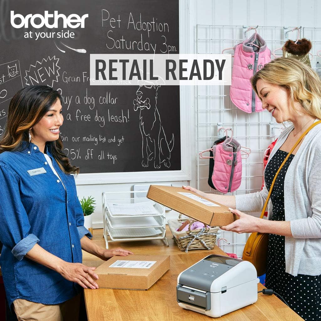 Brother TD4410D 4-inch Thermal Desktop Barcode and Label Printer, for Labels, Barcodes, Receipts and Tags, 203 dpi, 8 IPS, Standard USB and Serial : Office Products