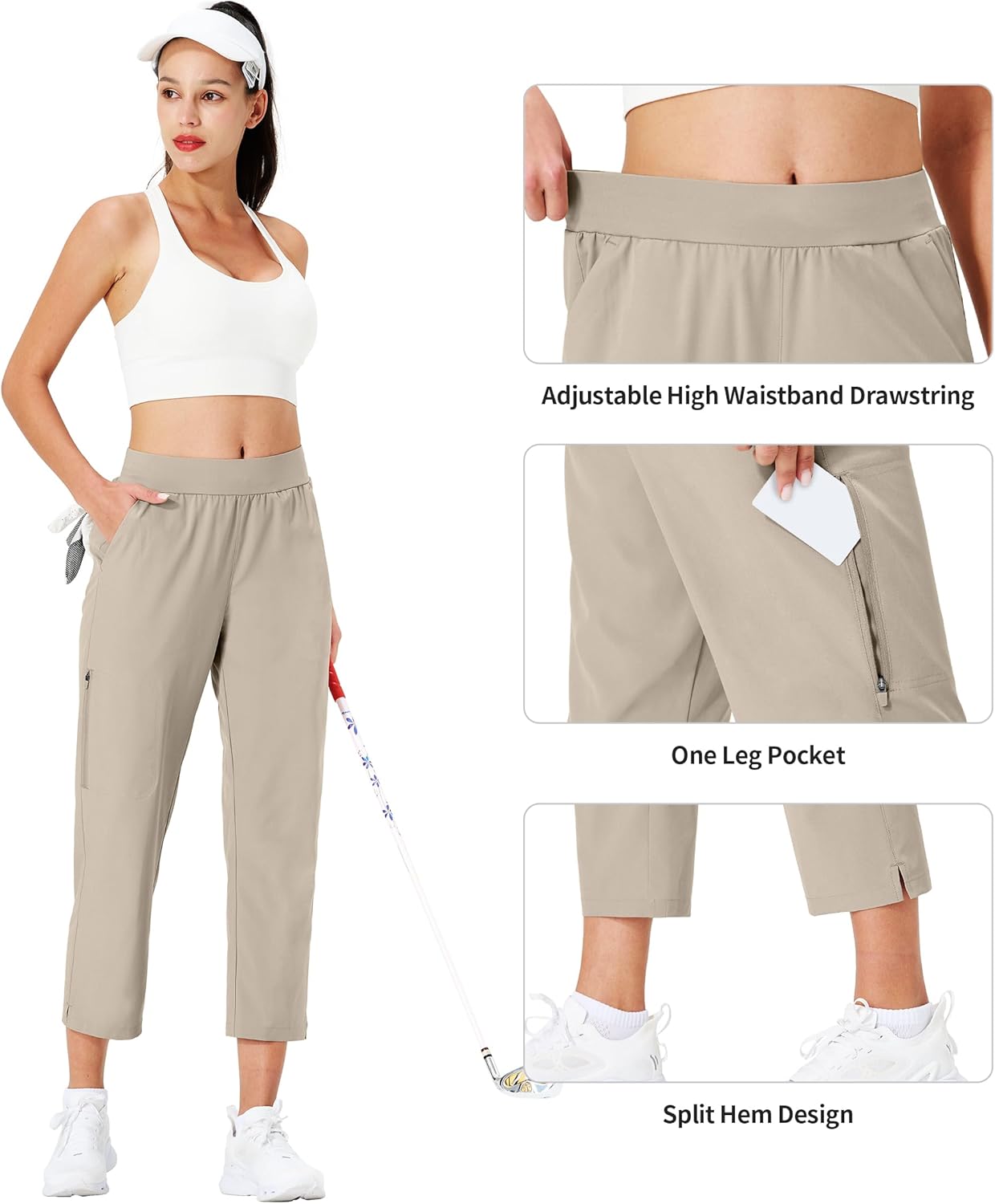 Ksmien Women's Golf Pants Lightweight High Waisted 7/8 Ankle Pant with 4 Pockets for Athletic Lounge Travel Work - Image 5