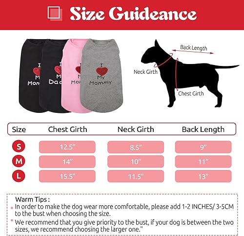 Miniatura 2 de Perferhouse - Camiseta para perro con patrón de amor, cómodo chaleco de algodón para perro de secado rápido, ropa para mascotas para perro, gato,