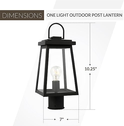 Miniatura 3 de Generation Lighting 8248401-12 - Linterna de poste para exteriores con 1 luz negra para decoración de patio o decoración de jardín, lámpara de