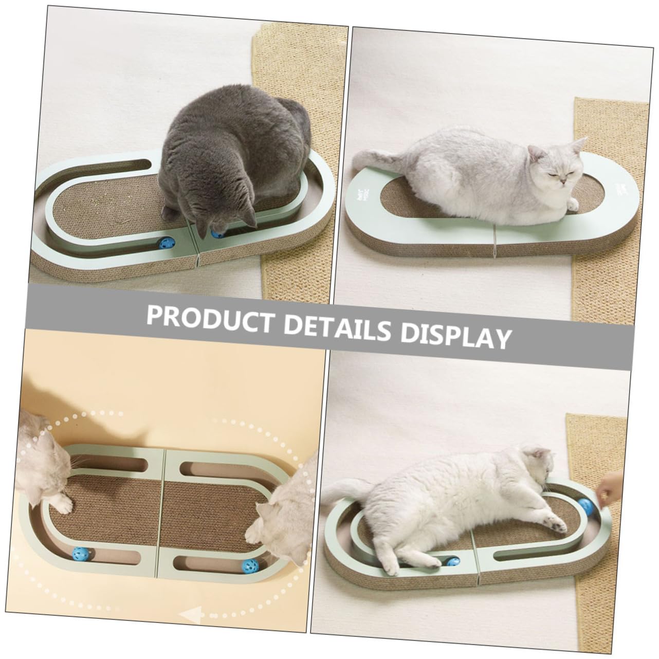 Tablero Rascador para Gatos de Cartón Ondulado con Pelota y Hierba Gatera 100% Natural
