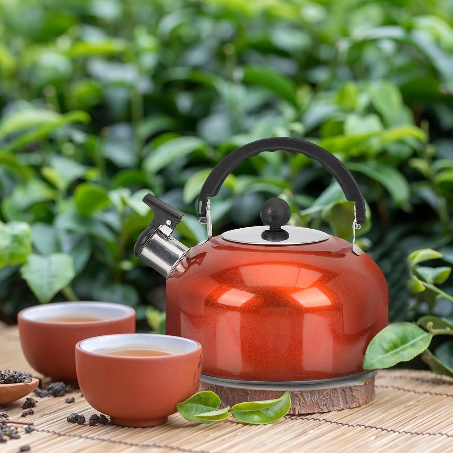 UPKOCH Whistling Tea Kettle Water Boiling Pot Stainless Steel Teapot Loud Sound Water Kettle 1.8l Stovetop Water Boiler with Anti Heat Handle for Home Kitchen Use Orange