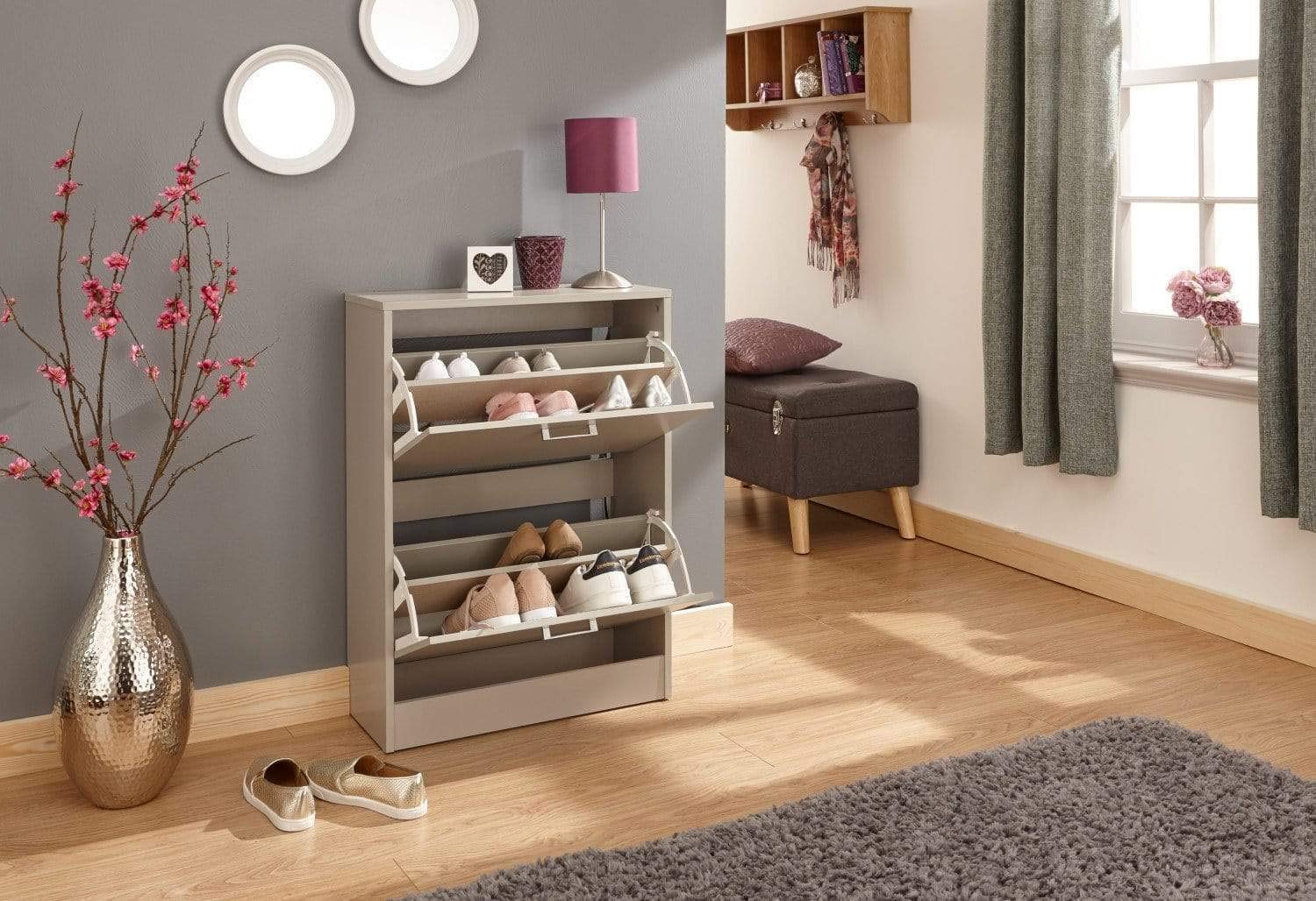 Gfw Stirling Two Tier Shoe Cabinet Grey from B&Q