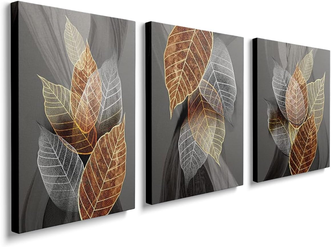 prinfantasy Canvas Wall Art Boho Decor - Set of 3 Botanical Tropical Printed 12 X16inch Plant Leaves YH067