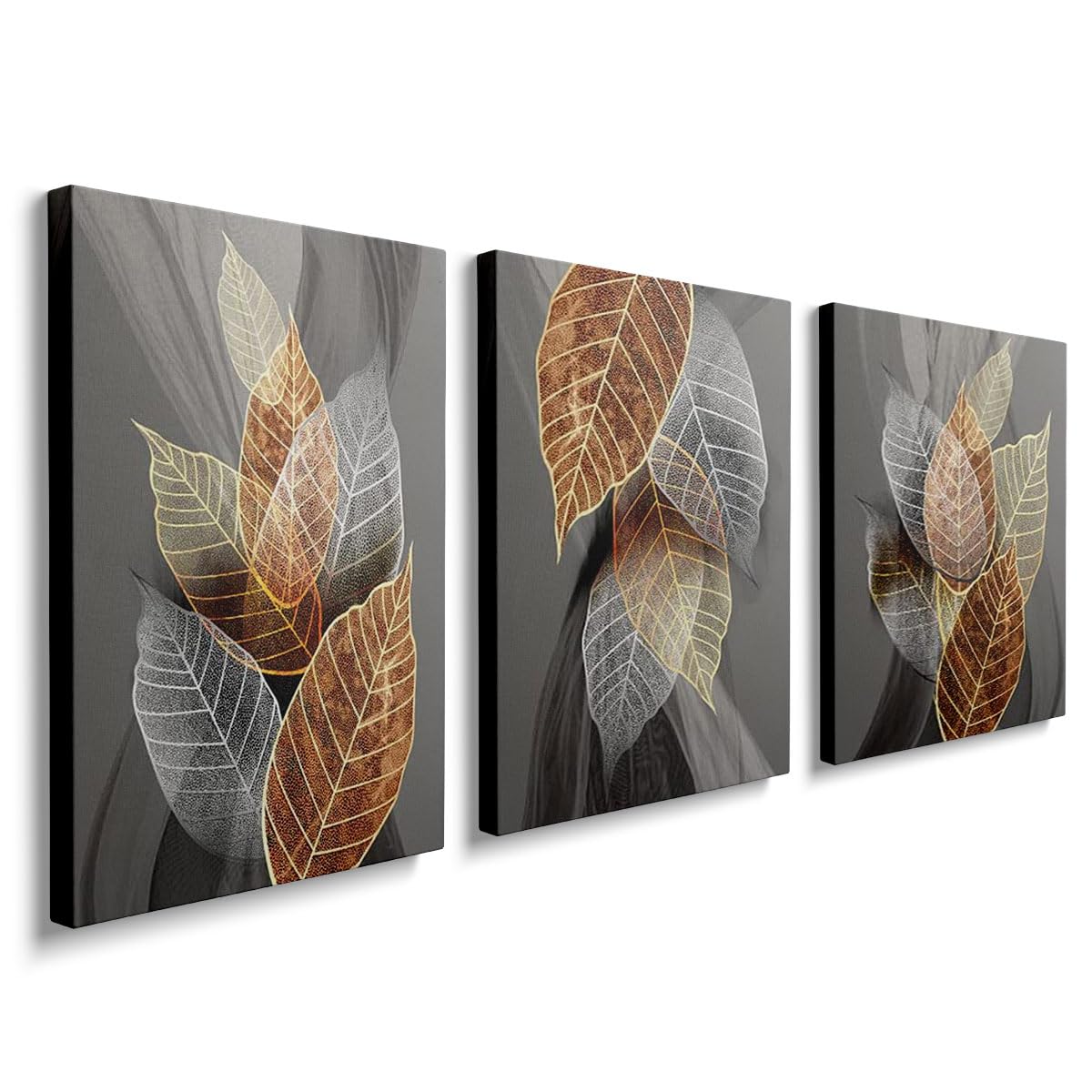 Canvas Wall Art Boho Decor - Set of 3 Botanical Tropical Printed 12 X16inch Plant Leaves YH067