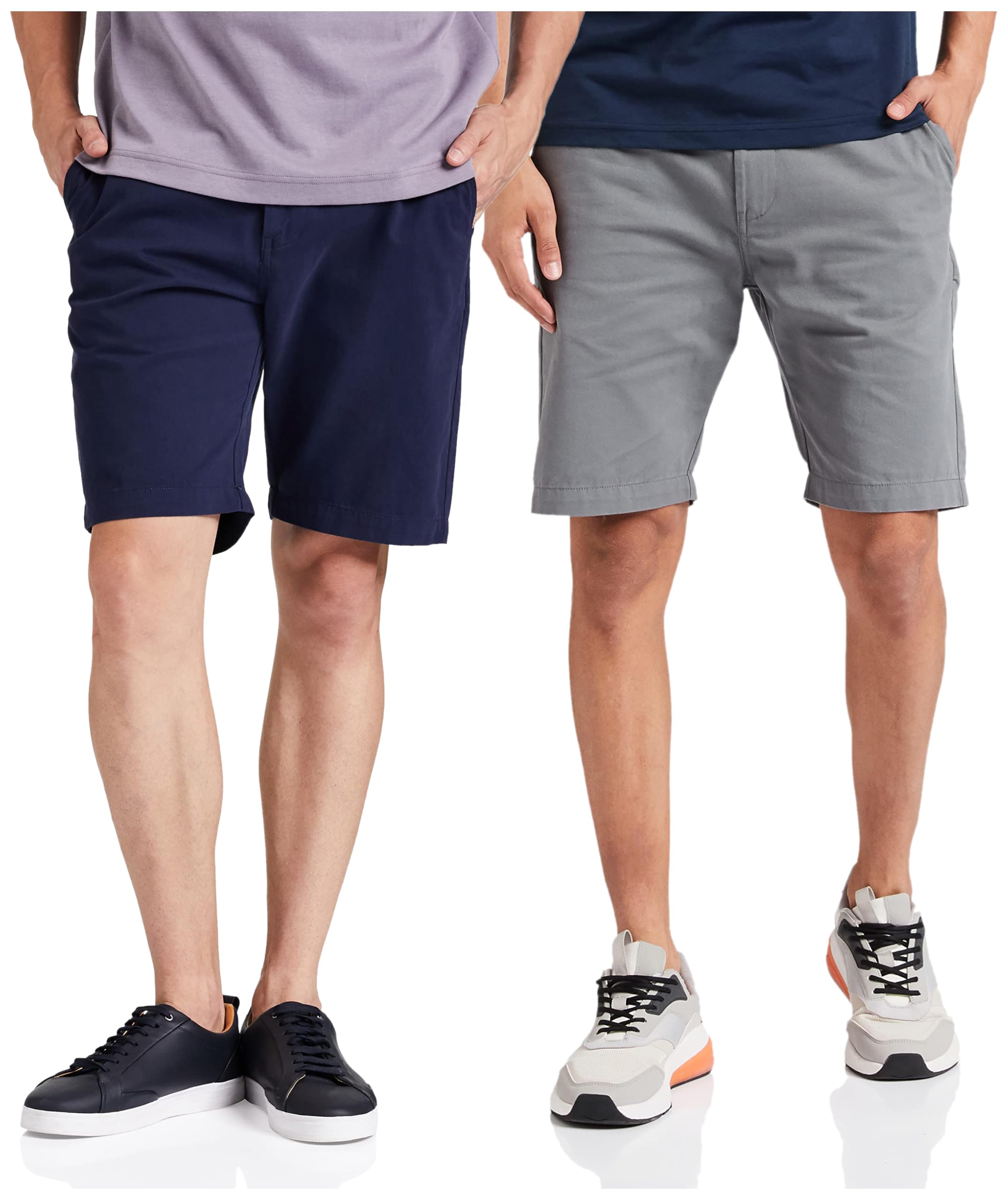amazon brand - symbol Men's Cotton Chino Shorts | Casual Half Pants | Bermuda (Navy + Grey_36) (Combo Pack of 2)-picture-53