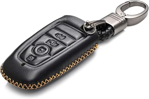 Miniatura 2 de Vitodeco - Funda de piel genuina para llave inteligente de coche sin llave de entrada remota y llavero para Ford Fusion 2019, Explorer, Escape,