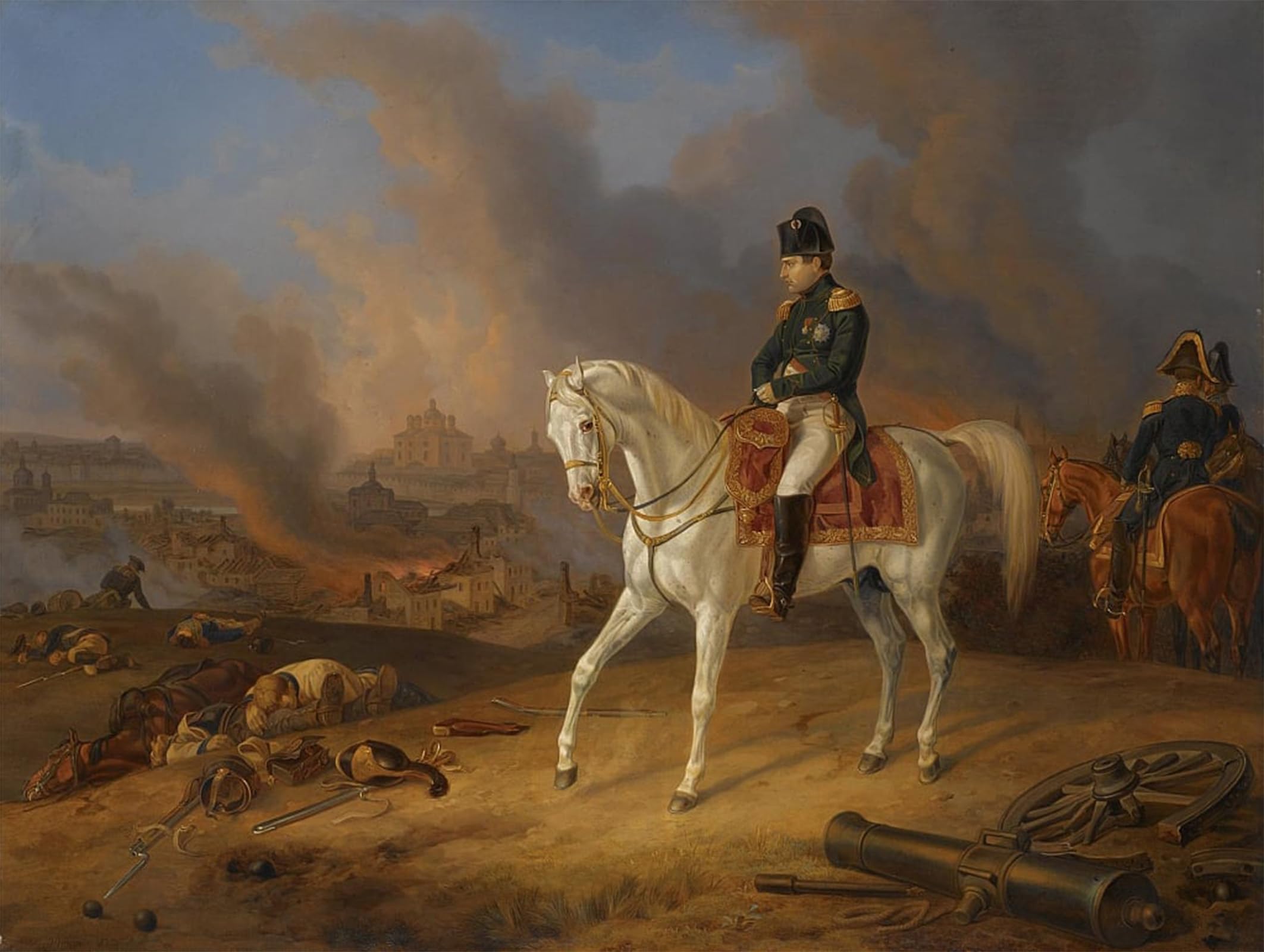 ARTXLXXBN Famous Print Painting Colorful Art Print Napoleon Bonaparte Before the Burning City of Smolensk by Albrecht Adam Canvas Art Decorations for Home Decor 60x90cm