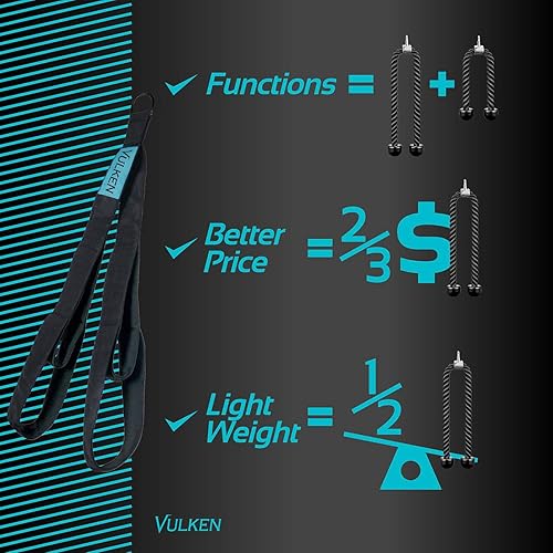 Miniatura 7 de Vulken - Accesorio de cable de cuerda de tríceps. 28.7 pulgadas y 22 pulgadas, dos longitudes integradas, una cuerda extraíble, negro y rosa