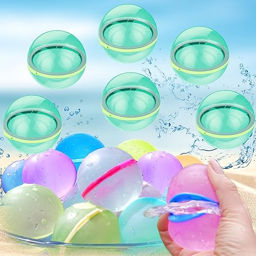 Miniatura 1 de Qidordour Globos de agua reutilizables, 6 piezas Bola de bombas de agua de silicona de 2.5 pulgadas, bolas de salpicaduras de agua recargables con