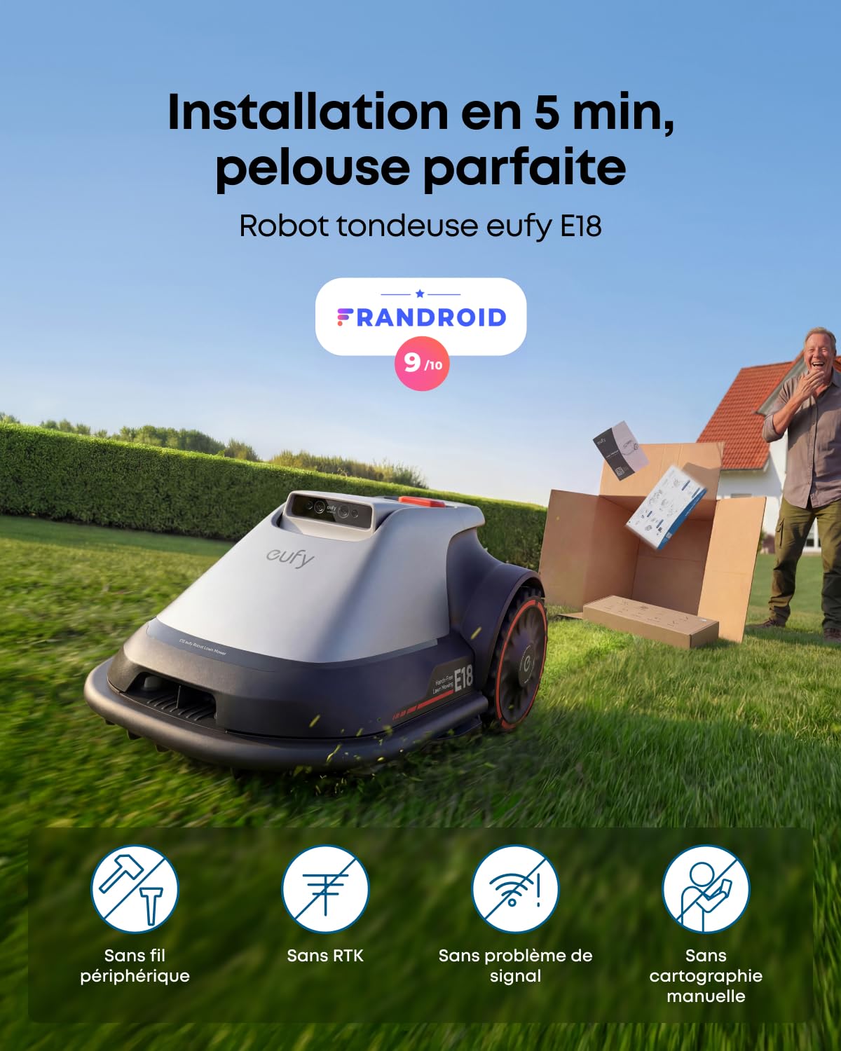 eufy E18 Robot Tondeuse sans Fil périphérique ni RTK - vue 2