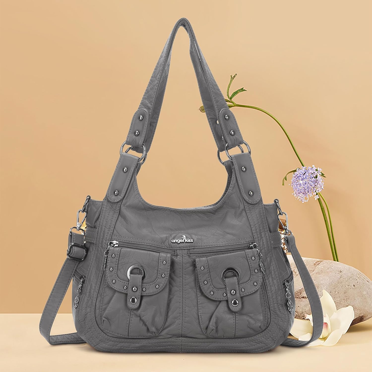 Angel Kiss Purses for Women Hobo Bags Fashion Shoulder Bag Ladies Leather Handbags Roomy Tote Bag Purse with Crossbody Strap