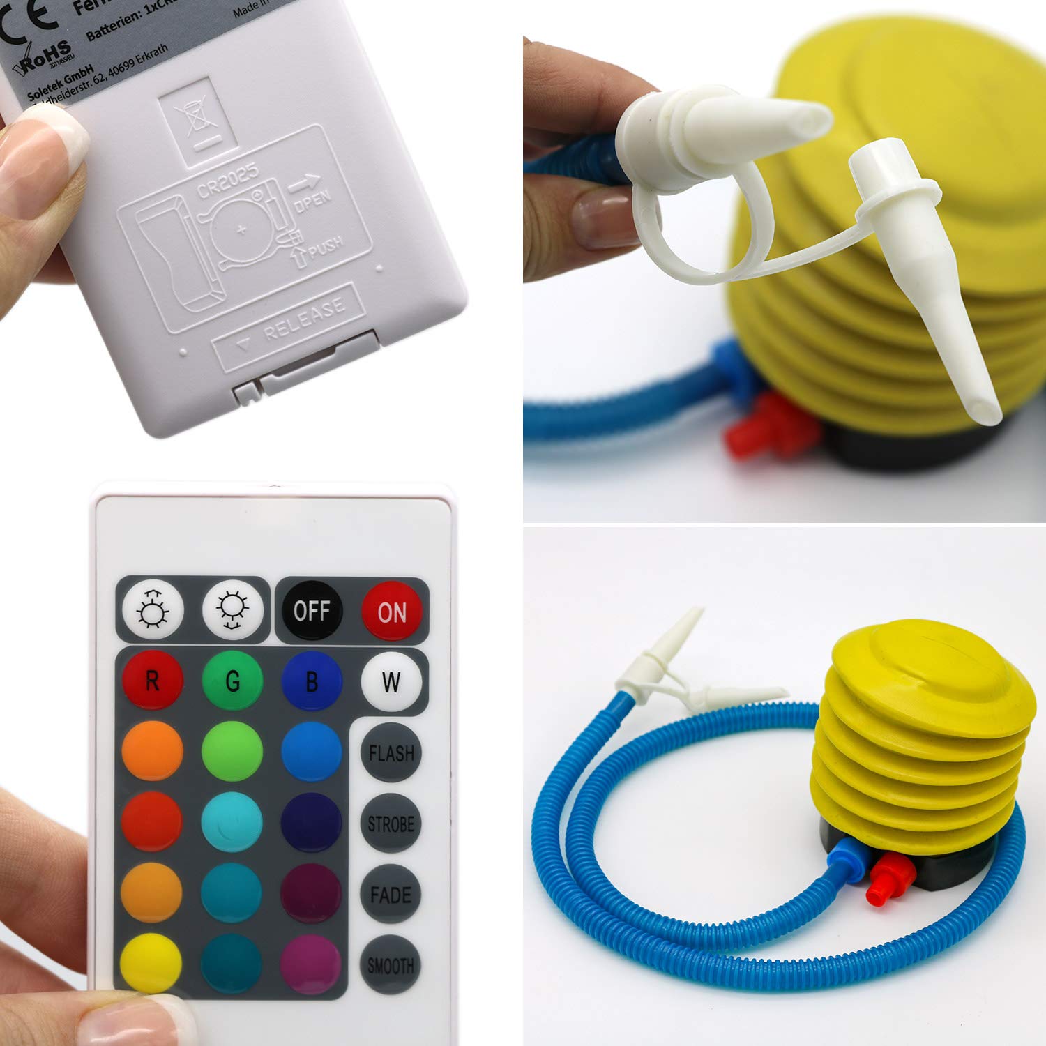 Tronje Taburete LED inflable Ø60cm Puff 120kg Cambio de Color Reposapiés para Exteriores Blanco