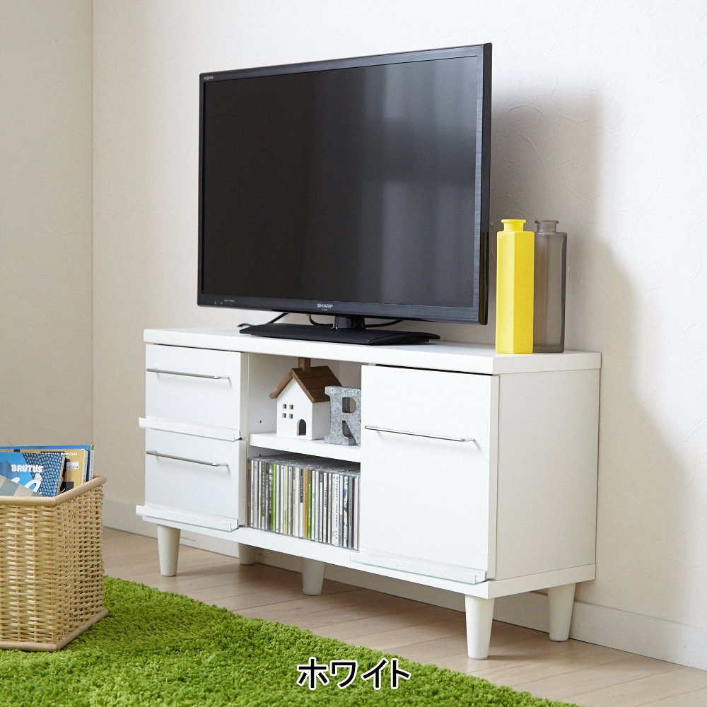 【年末年始SALE】モダン テレビ台 グリーン ホワイト 収納付き Amazon｜【大型】奥行25cmの日本製薄型テレビ台 （幅90cm