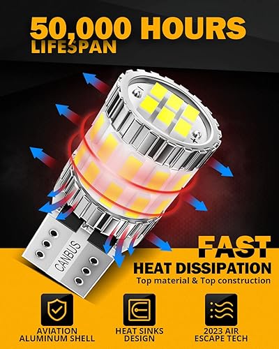 Miniatura 4 de Auxbeam 194 bombillas LED blancas mejoradas, 10 unidades, 400% más brillantes Canbus sin errores 168 2825 T10 W5W bombillas LED para luces de
