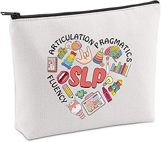 Speech Language Pathologist Makeup Bag Speech Therapist Gift SLP Gifts for Speech Language Pathologist Appreciation Gifts (Beige)