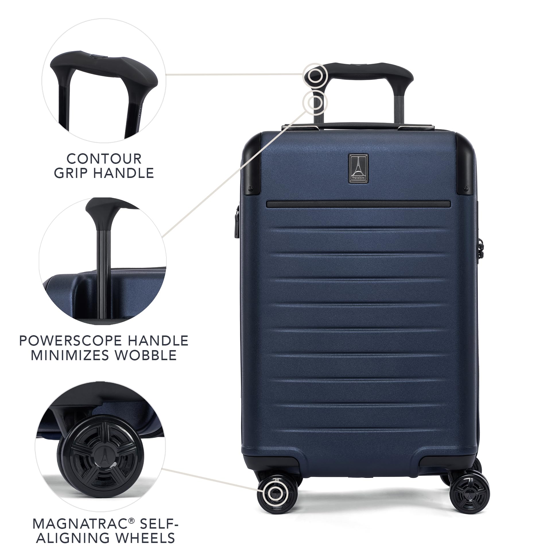 Travelpro, Aviator Navy, Bagage Compact de 50,8 cm, Aviator Valise à roulettes Extensible compacte Bleu Marine