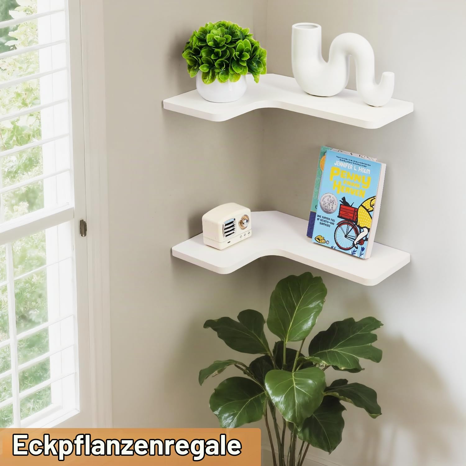 Gieanoo L-förmige Eckregal,2er Set 40cm Weiß Moderne Regale für wände