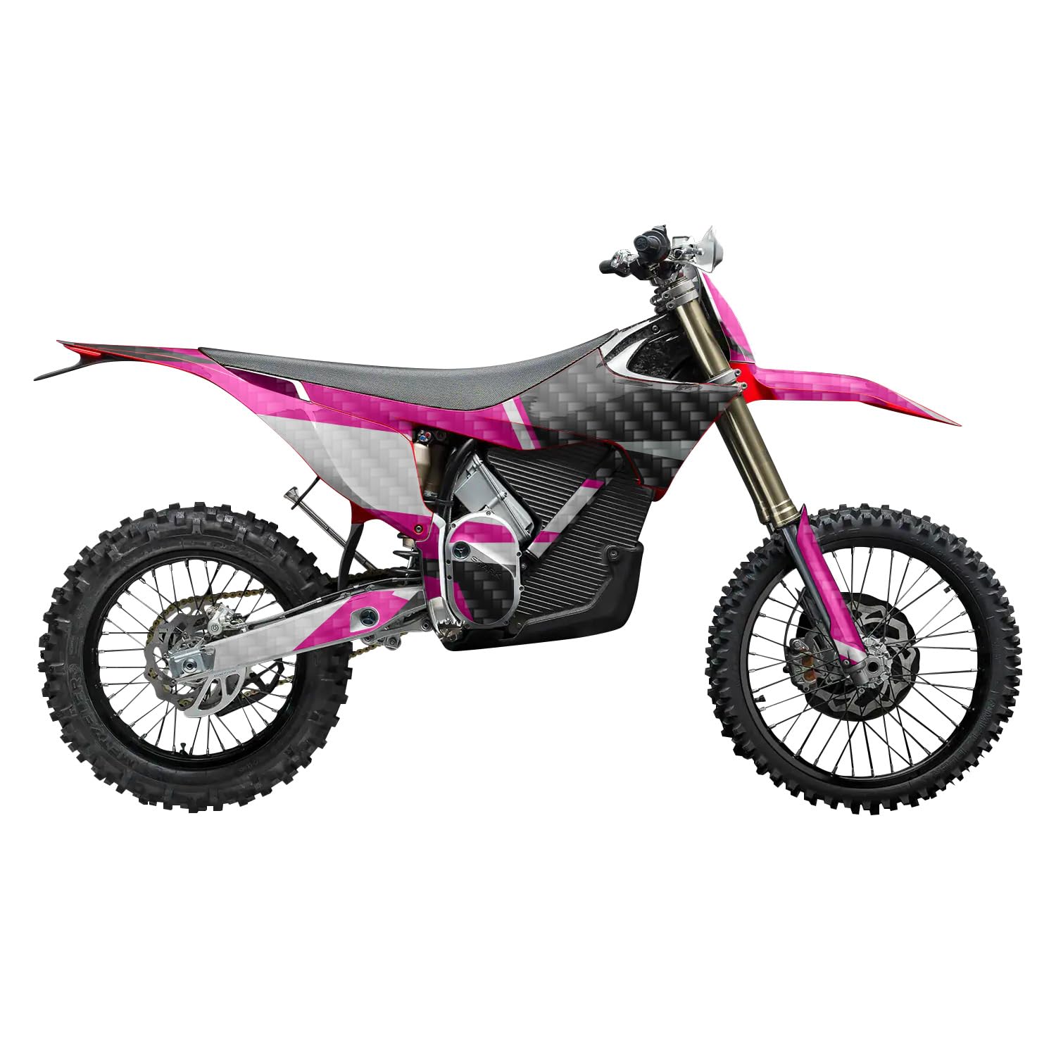 Carbon Fiber Stark Varg MX 2023-2025 Graphics Kit Wrap - Magenta Tear - Varg MX Skin - Premium 3M Vinyl Protective Wrap Decal Cover - Easy to Apply | Crafted in The USA by MightySkins