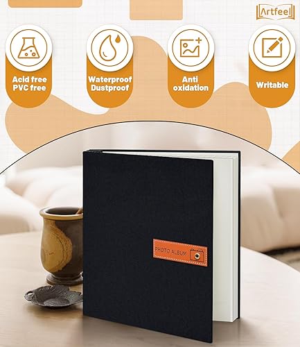 Miniatura 4 de Álbum de fotos autoadhesivas, álbum de recortes, 40 páginas libro de fotos grande para fotos de 4 x 6, 5 x 7, 8 x 10, álbum de cubierta de lino para