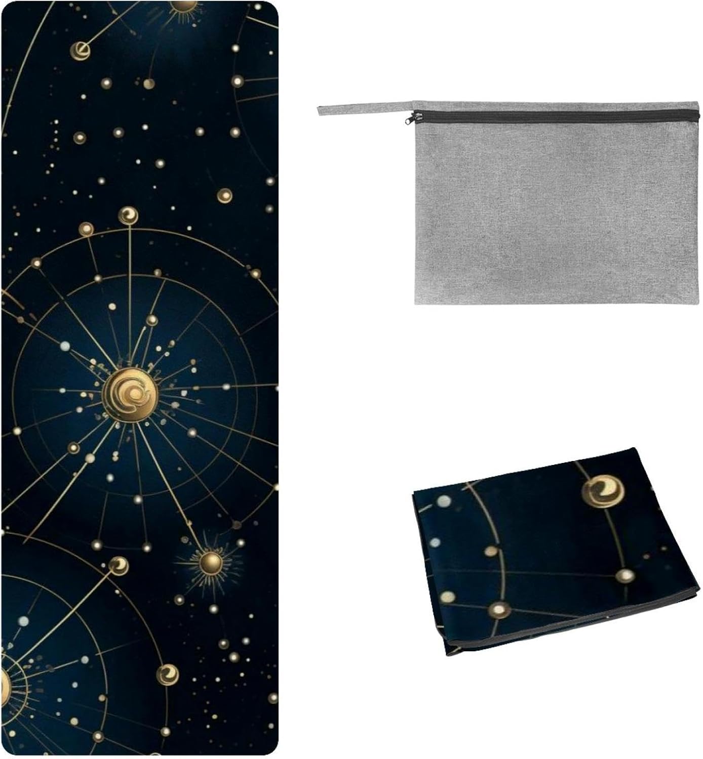 Yoga Towel, Constellations Zodiac Galaxy Pattern Non Slip Sweat Absorbent Hot Yoga Mat Towel for Hot Yoga, Pilates and Fitness - 72.8" x 26.8"