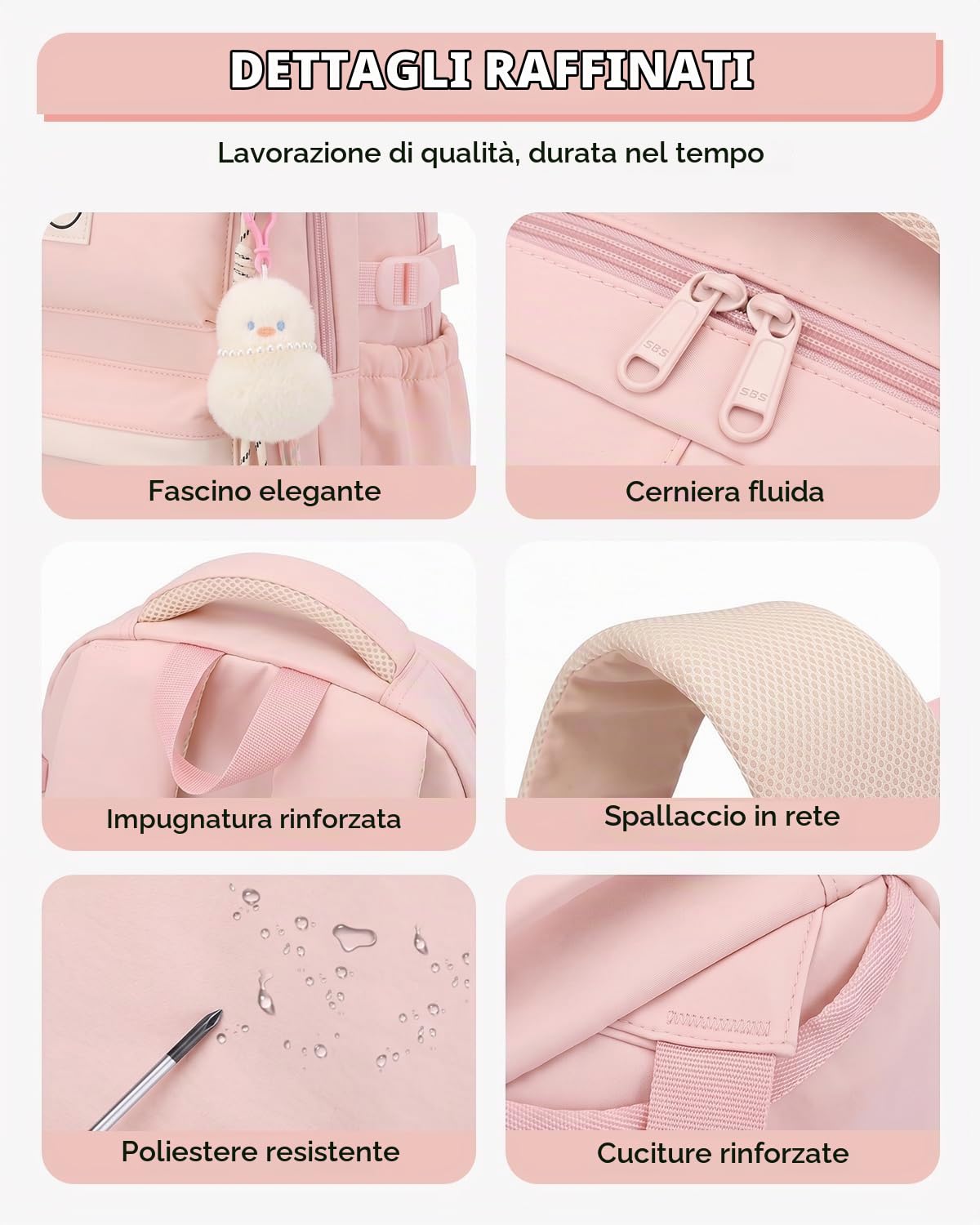Tanou Zaino Trolley Scuola Elementare e Media, Zaini Casual con Ruote per Ragazze Adolescenti, Staccabile Zaino Rotelle Bambina per la Scuola Viaggio, Rosa | Zaino rimovibile, 6 ruote, per adolescenti e ragazze, per scuola elementare, liceo con ciondolo