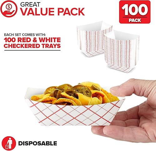 Vista 26 de Stock Your Home - Bandejas de papel a cuadros rojas