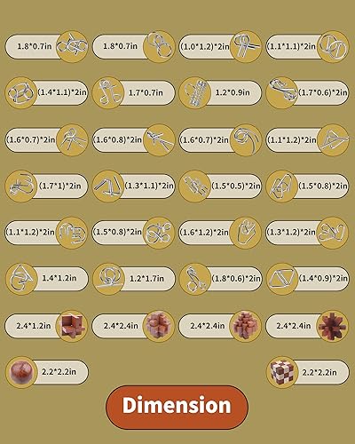 Vista 11 de 30 piezas rompecabezas rompecabezas rompecabezas juegos educativos mente madera y metal rompecabezas 3D desbloqueo bloqueo IQ caja