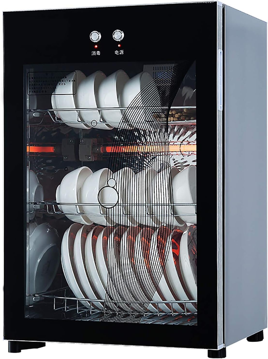 Gabinete de desinfección de esterilización de Escritorio para el hogar Gabinete de té Comercial multifunción Hogar Vertical de Alta Temperatura para Platos Vajilla de Cocina 60L