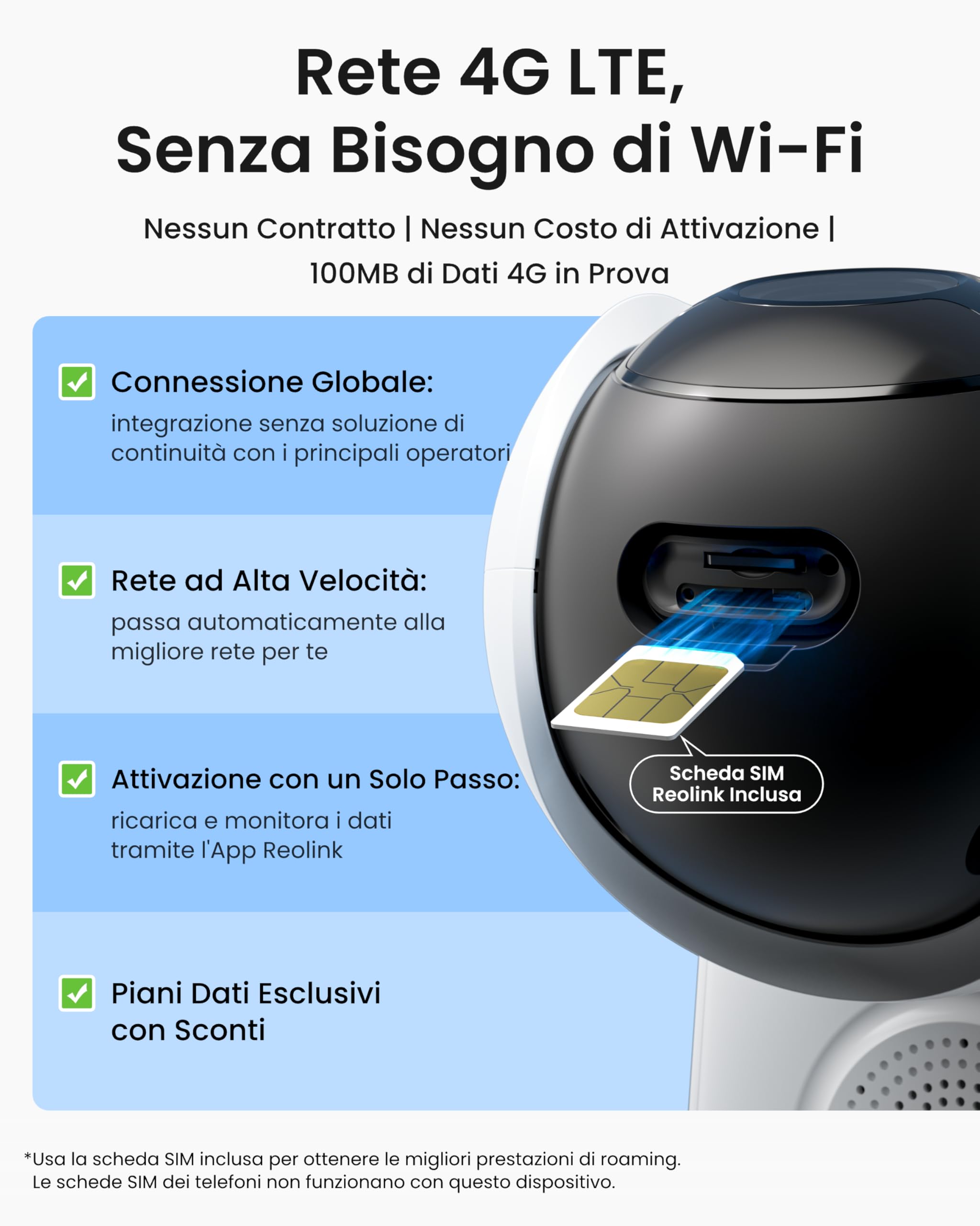 Reolink 2K 360° PT Telecamera con SIM 4G da Esterno con Pannello Solare 12W | Batteria 20000mAh, Visione Notturna Color 4MP, Rilevamento Persone/Veicoli/Animali, Auto Tracking, 24/7, Altas Go PT