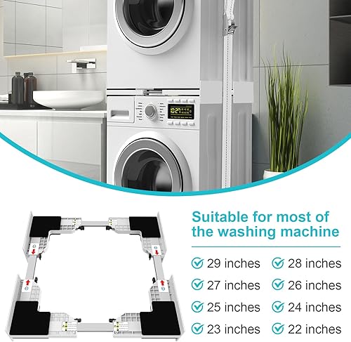Miniatura 4 de HHXRlSE Kit de apilamiento para lavadora y secadora kit de apilamiento universal con correa de trinquete, kit de apilamiento ajustable de 21 a 29