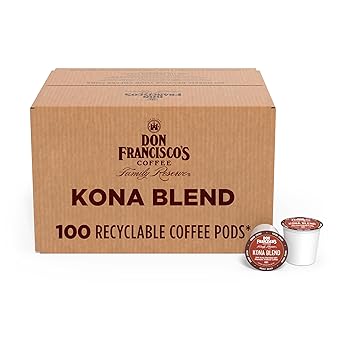 Don Francisco's Kona Blend Coffee Pods, 100 Count, Medium Roast, Compatible with Keurig Brewers