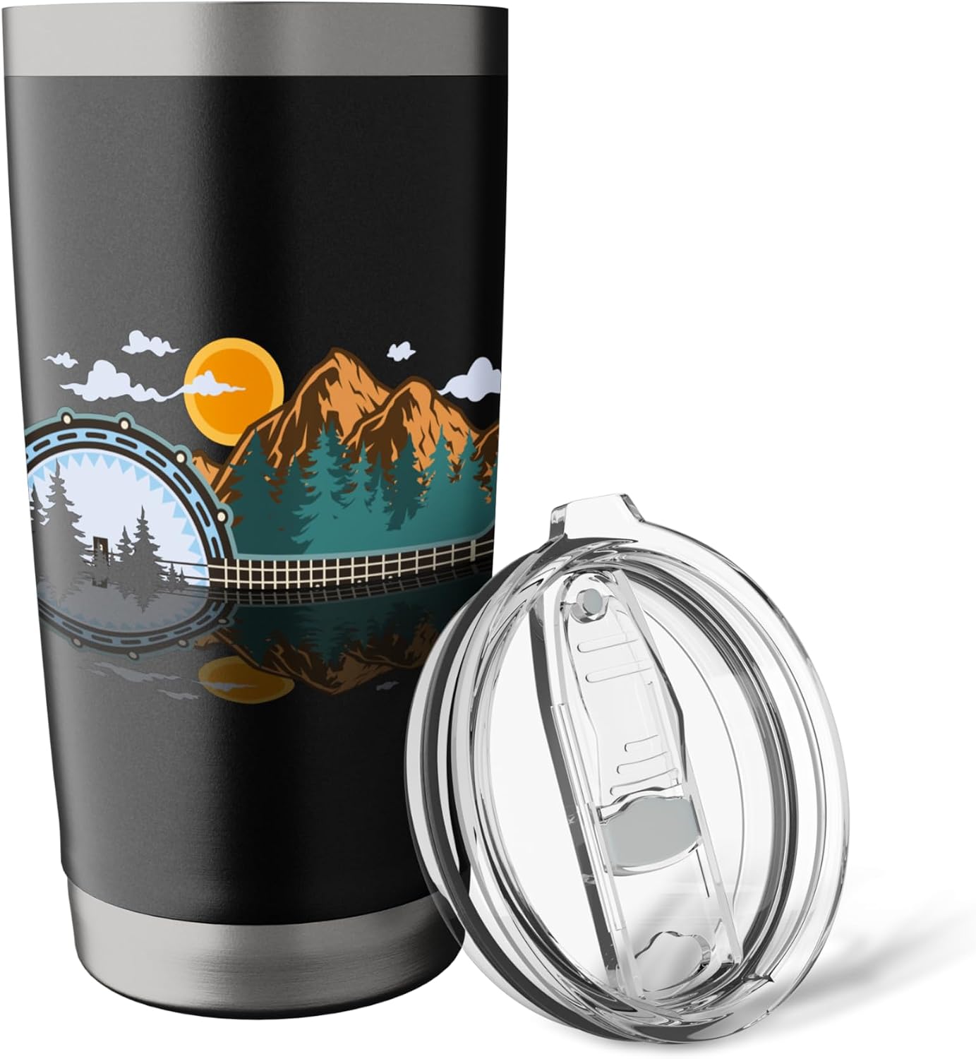 Banjo Mountain Moon Banjo Player Folk Music Bluegrass Banjo Stainless Steel Insulated Tumbler image 5