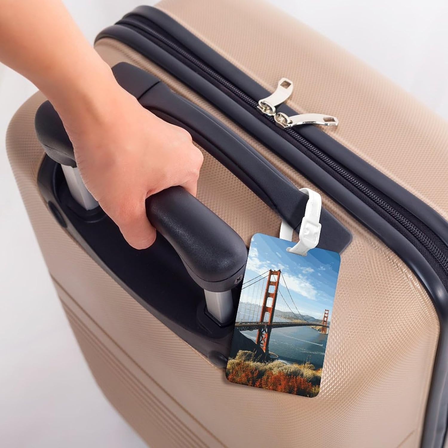 San Francisco Golden Gate Bridge Luggage Tag with Name ID Card for Suitcase image 5