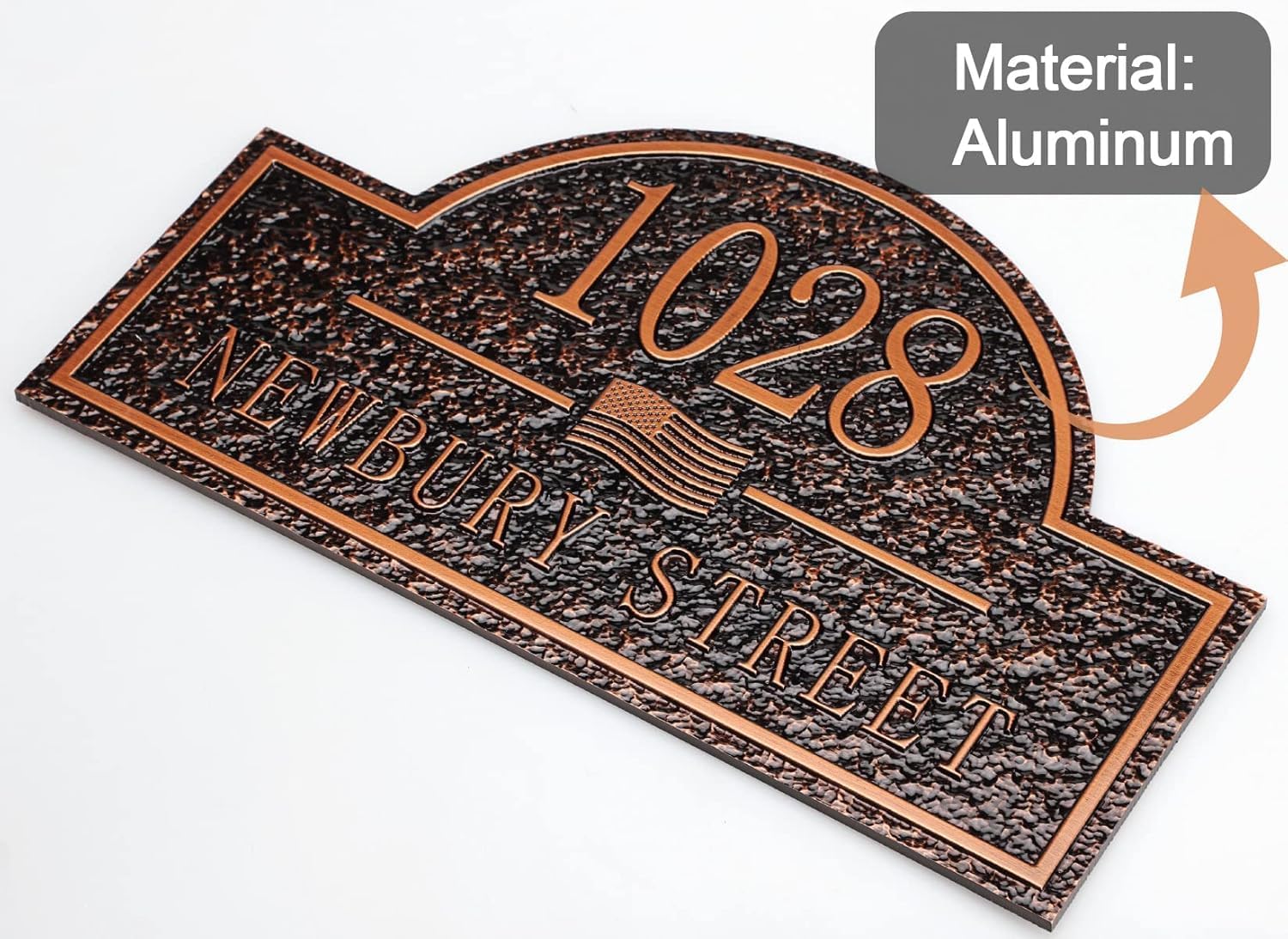 Personalized House Address Plaque 12" Cast Numbers for Outside Custom Street Name Address Sign Plate Vintage for Mailbox Door Room Classic Wall Outdoor Antique Copper