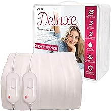 MYLEK Electric Blanket Superking Bed Fitted Heated Mattress Cover Dual Control with Elasticated Skirt, Size 203 x 182cm x 40cm, Overheat Protection, Fast Heat Up, Machine Washable (Super King)
